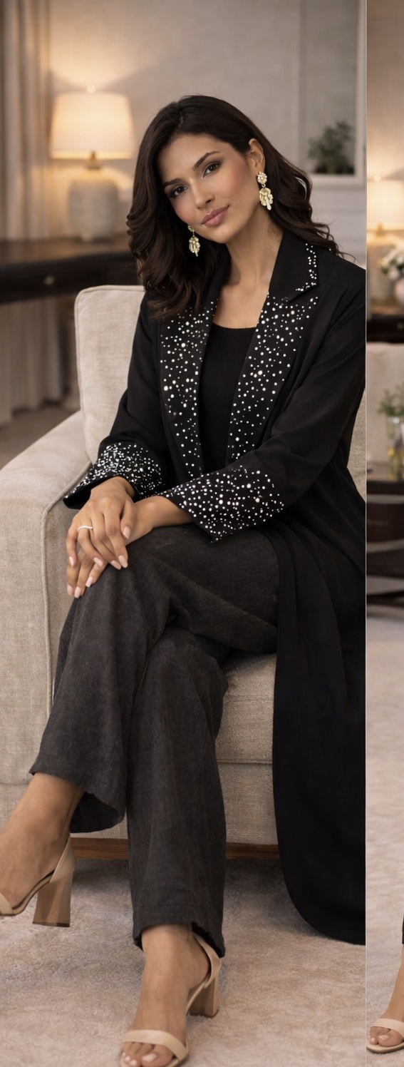 عباية كريب اسود انيقة