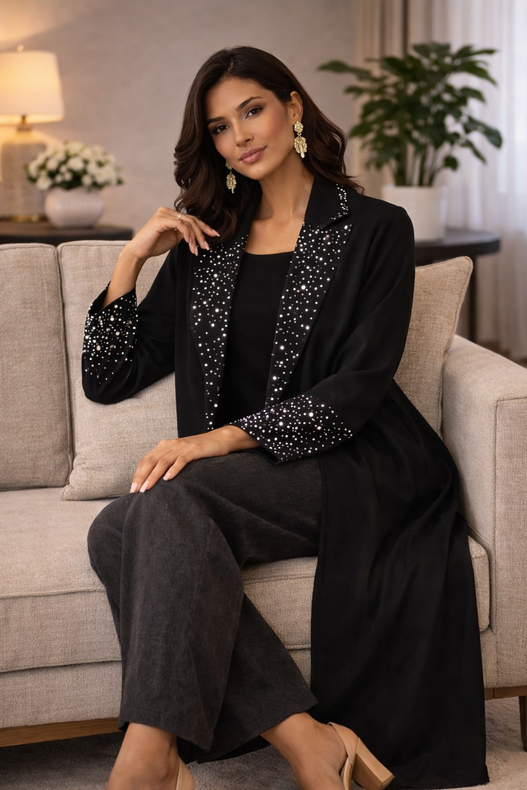 عباية كريب اسود انيقة